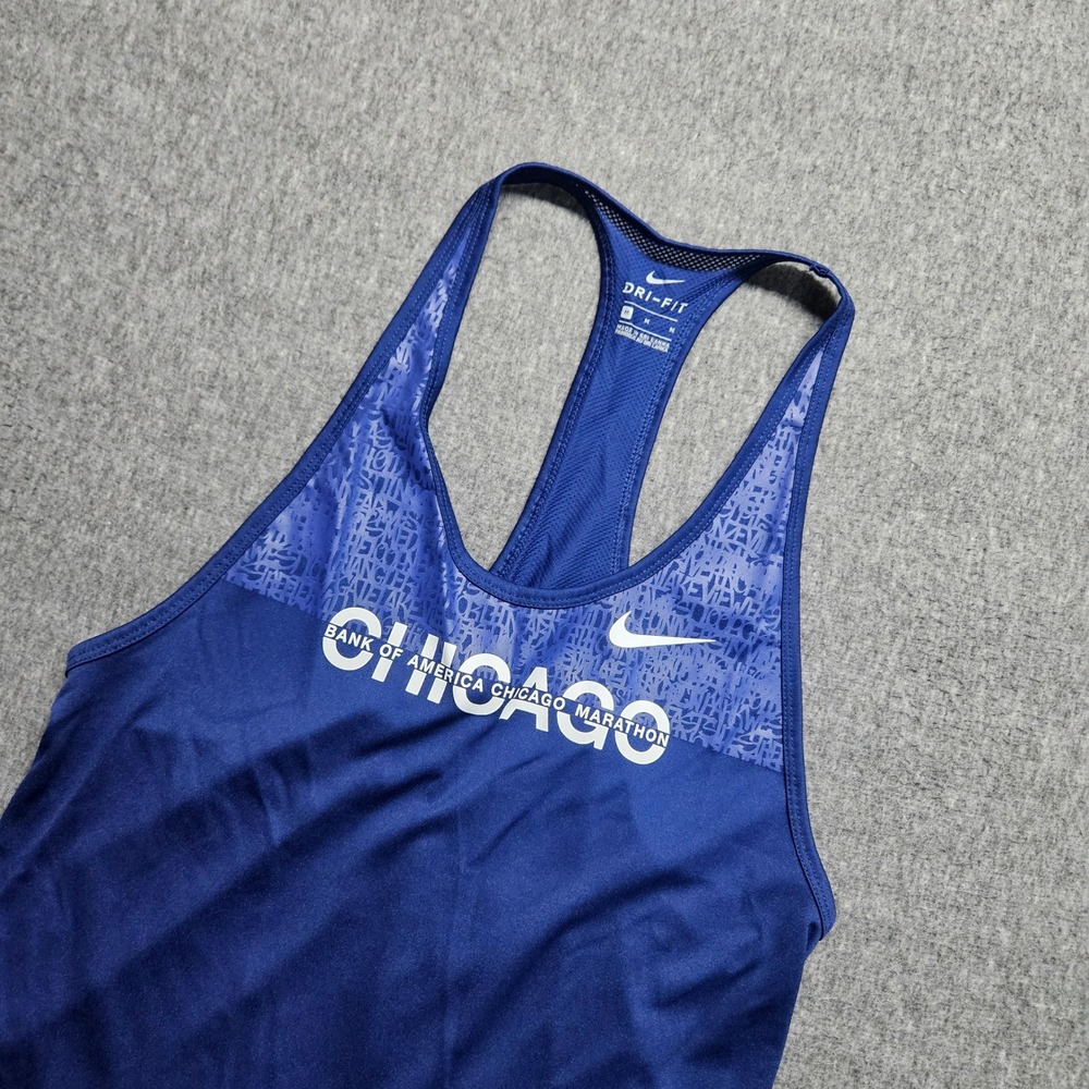 Nike Tank Top Medium Blue Chicago Marathon Dri-FIT Racerback Athletic